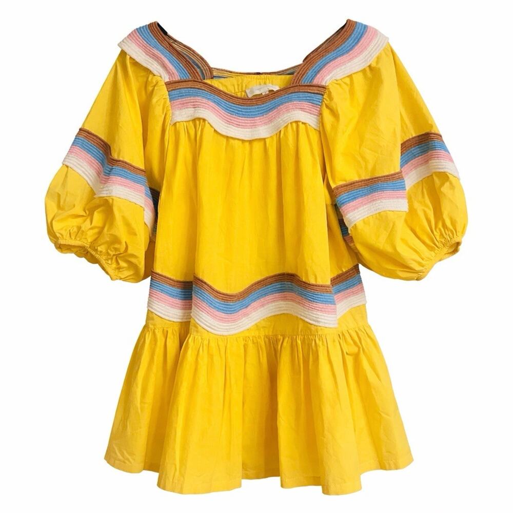 Corey Lynn Calter Mary Sunshine Yellow Ric Rac Mini Dress S